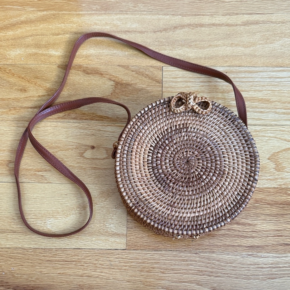Brown Woven Crossbody Bag